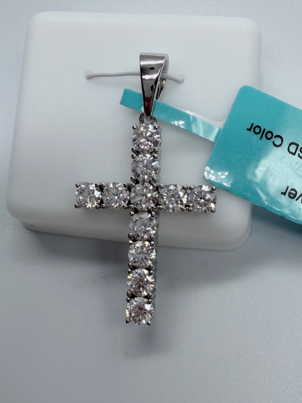 Sterling Silver Moissenite Cross Pendant